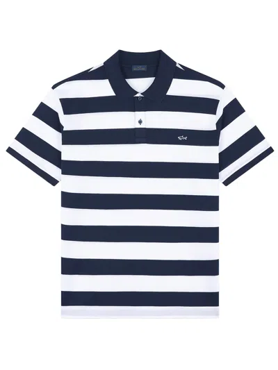 Paul & Shark Double Piqué Cotton Polo In Blue