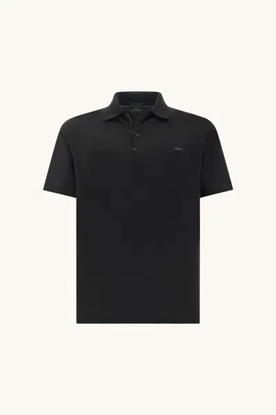 Paul & Shark Polo In Double Mercerised Cotton Jersey In Black