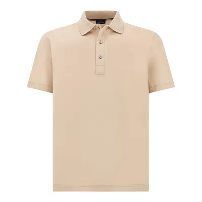 Paul & Shark Double Mercerised Cotton Jersey Polo Shirt With Shark Fin Embroidery In Nude