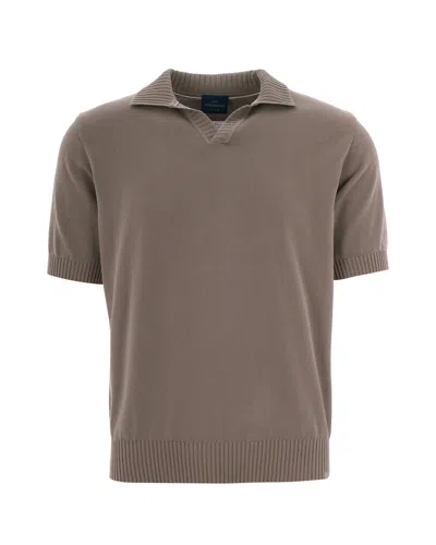 Paul & Shark Polo Open Collar Tabacco In Gray