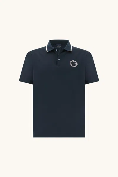 Paul & Shark Polo Shirt In Aqua Touch Cotton With Heraldic Embroidery In Blue