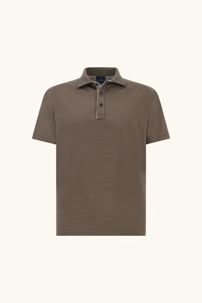 Paul & Shark Polo Shirt In Double Mercerised Cotton Jersey With Linen Details In Brown