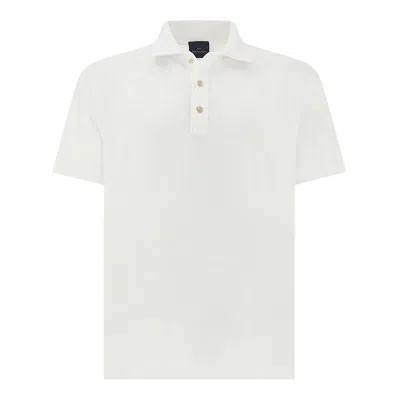 Paul & Shark Polo Shirt In Double Mercerised Cotton Jersey With Linen Details In White