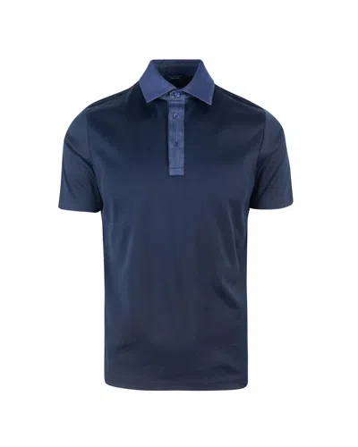 Paul & Shark Polo Shirt With Denim Detail And Organic Cotton Piquet In Blue