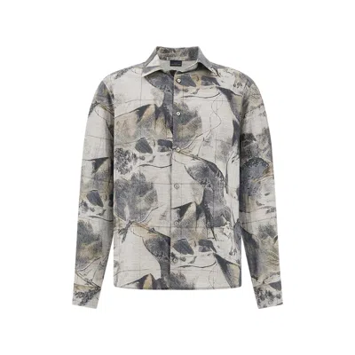 Paul & Shark Printed Flannel Overshirt In Gray