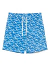 Paul & Shark Swimwear With Drawstring Waist And All-over Print In Blue
