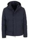 Paul & Shark Quilted Hooded Jacket With Side Zip Pockets In Black