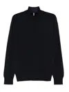 Paul & Shark Half-zip Sweater In Cotton And Cashmere In Black