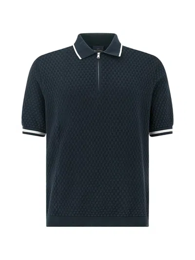 Paul & Shark Quarter-zip Collar Polo Shirt In Blue