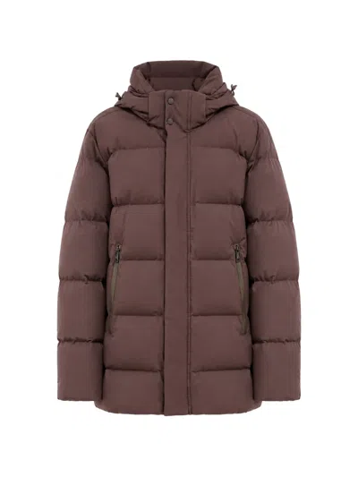 Paul & Shark Quilted Hooded Jacket In Burgundy