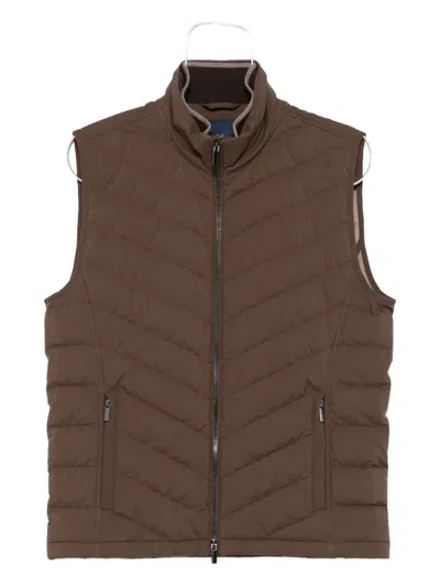 Paul & Shark Quilted Zip-front Gilet In Brown