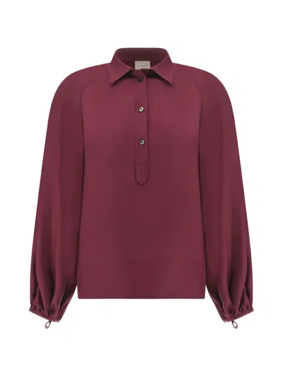 Paul & Shark Raglan-sleeve Silk Blouse In Burgundy