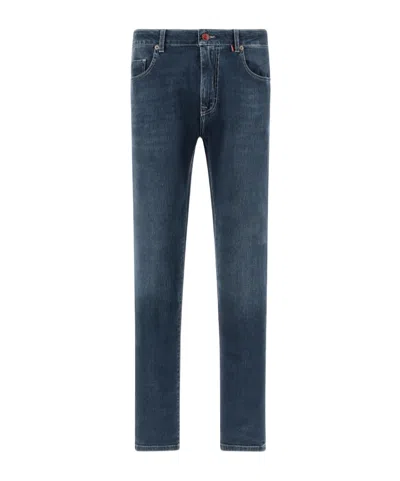 Paul & Shark Red Rivet Jeans In Giza Cotton In Blue