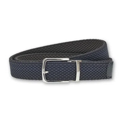 Paul & Shark Reversible Elastic Belt With Leather Trims In Blue