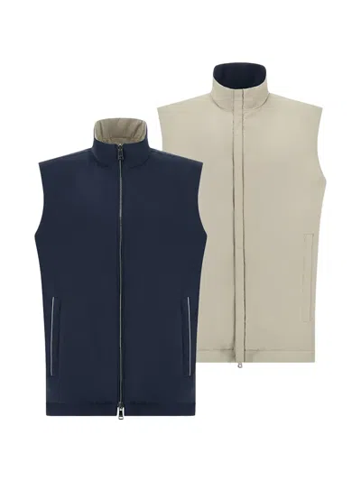 Paul & Shark Reversible Sleeveless Down Jacket High Collar In Blue