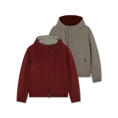 Paul & Shark Hooded Reversible Jacket In Red