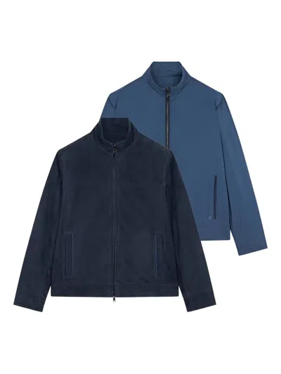 Paul & Shark Reversible Suede Jacket In Blue