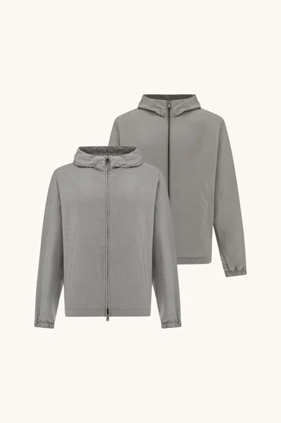 Paul & Shark Reversible Windbreaker In Wool And Silk In Gray