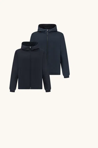 Paul & Shark Reversible Windbreaker In Wool And Silk In Blue