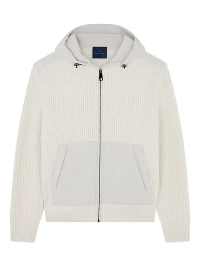 Paul & Shark Rib-knit Hoodie In Neutral