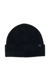Paul & Shark Ribbed Beanie In Black
