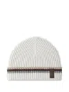 Paul & Shark Ribbed Beanie Hat In Neutral