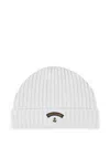 Paul & Shark Ribbed Beanie Hat In White