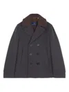 Paul & Shark Ribbed-collar Peacoat In Gray