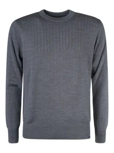 Paul & Shark Ribbed Crew-neck Sweater In Gray