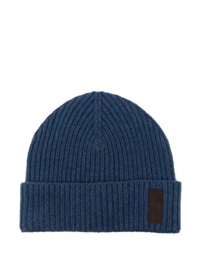 Paul & Shark Ribbed-knit Beanie In Blue