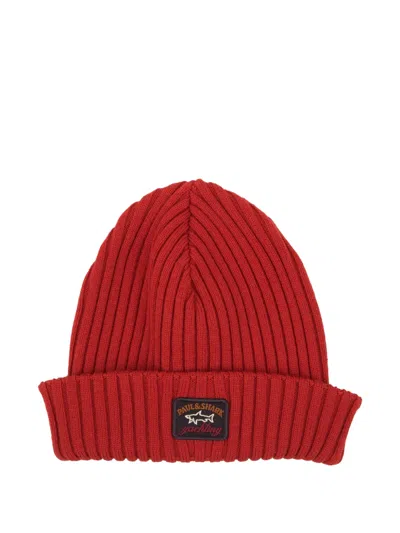 Paul & Shark Ribbed-knit Beanie In Red