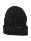Paul & Shark Ribbed Logo-label Beanie In Black
