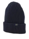 Paul & Shark Ribbed Logo-label Beanie In Blue