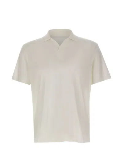 Paul & Shark Ribbed Open-collar Polo Shirt In White