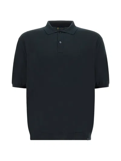 Paul & Shark Ribbed Polo Shirt In Blue