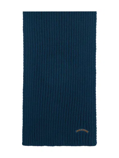 Paul & Shark Ribbed Scarf In Blue