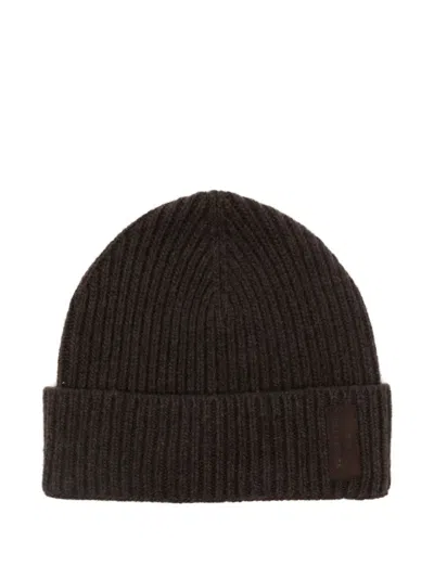 Paul & Shark Ribbed Wool Beanie In Black