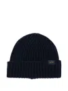 Paul & Shark Ribbed Wool Blend Beanie In Blue