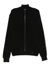 Paul & Shark Ribbed Zip-up High-neck Cardigan Clothing In Black