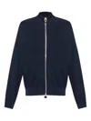 Paul & Shark Ribbed Zip-up High-neck Cardigan Clothing In Blue