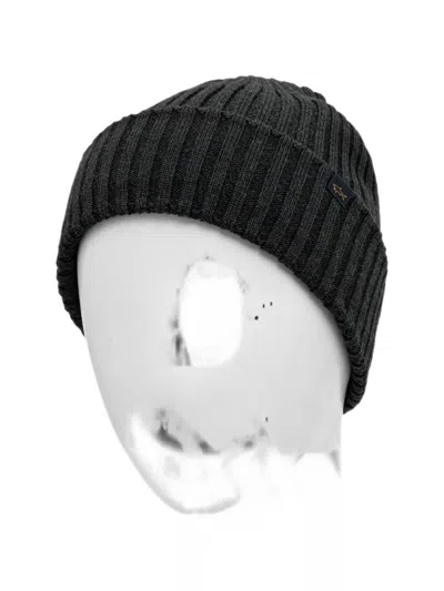 Paul & Shark Ribbed-knit Beanie Hat In Black