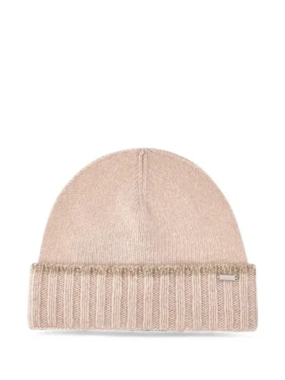 Paul & Shark Ribbed-knit Beanie Hat In Neutral