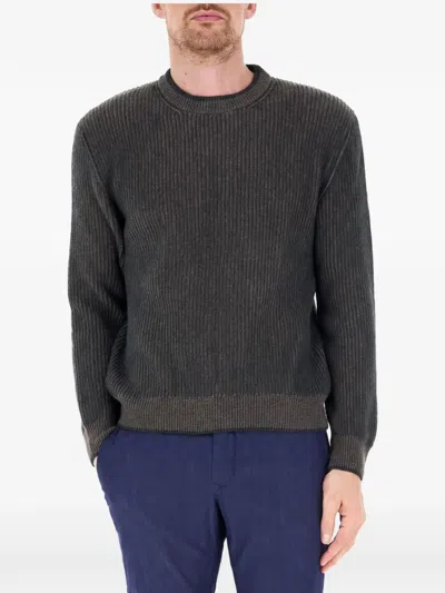Paul & Shark Ribbed-knit Crew-neck Sweater In Black