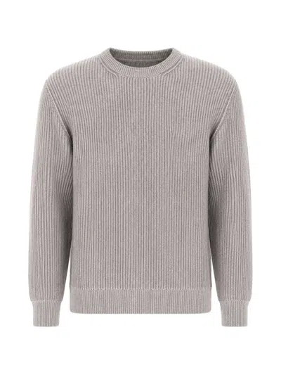 Paul & Shark Ribbed-knit Crew-neck Sweater In Gray