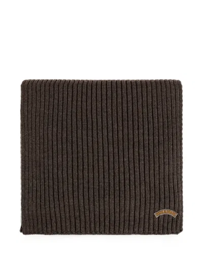 Paul & Shark Ribbed-knit Scarf In Brown