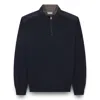 Paul & Shark Riviera Metal Shark Fin Merino Extrafine Half Zip Sweater In Blue