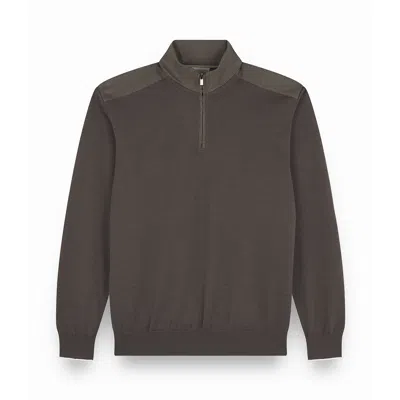 Paul & Shark Riviera Metal Shark Fin Merino Extrafine Half Zip Sweater In Green