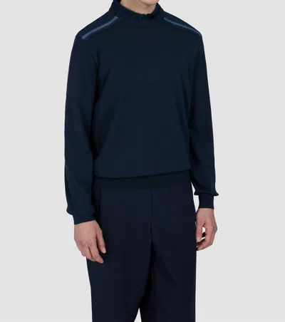 Paul & Shark Round Neck High Density Pullover Sweater In Midnight In Blue