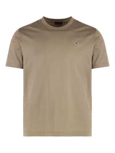 Paul & Shark Round-neck Logo T-shirt In Brown