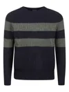 Paul & Shark Round-neck Striped Sweater In Black